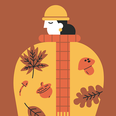 Fall feelings 🍂🤎 beanie branding fall graphic design illustration leaves mushrooms scarf