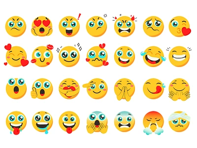 Emoticons Vector cartoon character cute design emoji emoticons emotion face flat fun graphic human icon illustration media networking set smile social vector