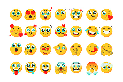 Emoticons Vector cartoon character cute design emoji emoticons emotion face flat fun graphic human icon illustration media networking set smile social vector