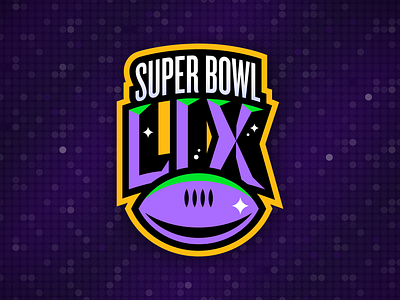 Super Bowl LIX | Mardi Gras Concept branding design flat football glitter illustration lix mardi gras minimal new orleans purple super bowl yellow