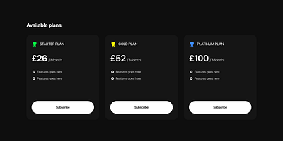 Subscription plans darkmode design subscription ui