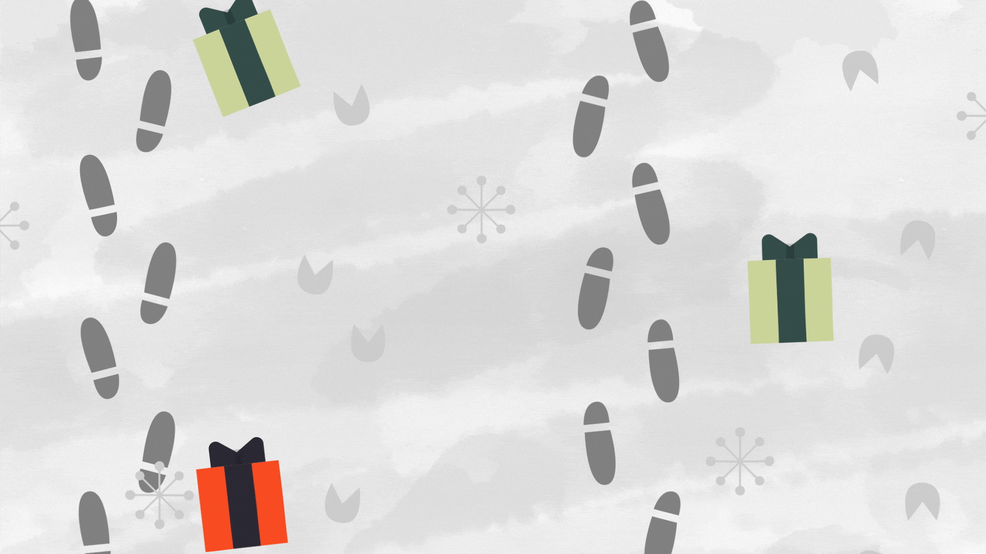 Zat You - Footprints animal prints animation bow festive footprints gifts gray green holiday motion graphics music outdoors pattern presents red snow texture visualizer walking winter