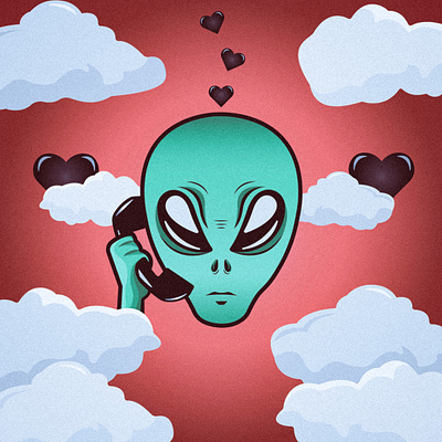 Alien Love Call 2d design adobe illustrator alien digital design graphic design illustration love photoshop turnstile vector