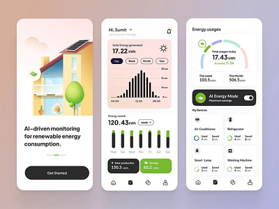 Energy Consumption Monitoring App creative interface design dribbbleshots. dribble portfolio graphic design logo ui