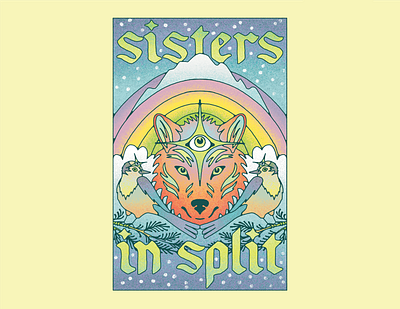 Sisters in Split graphic design illustration poster poster design