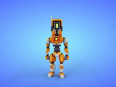 Robot 1 Voxel Character - 3D Lowpoly Model - Game Asset 3d 3d model character cyborg fantasy game art game asset gamedev humanoid lowpoly magicavoxel mech mecha pixel robot robots voxedit voxel voxel art