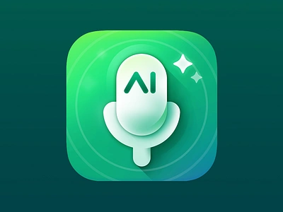 AI Voice Memos App Icon ai ai icon ai voice app icon grass green icon design ios icon iphone iphone icon microphone microphone icon music tech transcribe ui voice