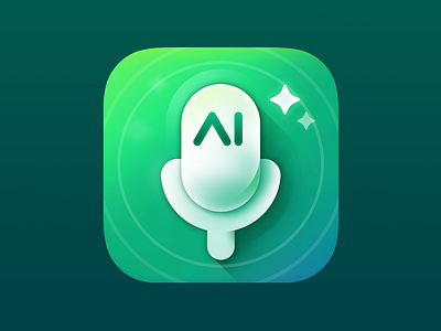 AI Voice Memos App Icon ai ai icon ai voice app icon grass green icon design ios icon iphone iphone icon microphone microphone icon music tech transcribe ui voice