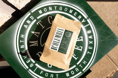 Match Point Coffee - Coffee Bag Label Design americana bag brand branding coffee coffee bag coffee brand coffeeshop custom design fort worth graphic design green illustration label logo sticker tennis type typography