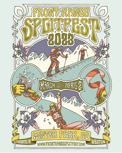 Front Range Splitfest illustration poster poster design snowboarding splitboarding splitfest