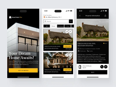 HomeFinder Pro - Real Estate App apartment app design design home finder house mobile app mobile application mortgage product design property property finder real estate real estate app ui ui design uiux ux