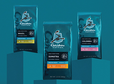 Caribou Coffee badge bag caribou caribou coffee coffee foil label metallic minneapolis minnesota packaging premium rebrand