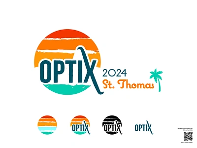 Optix event logo design aspirational branding colorful design destination event graphic design horizon illustration logo mountain ocean sun tropical vacation vector