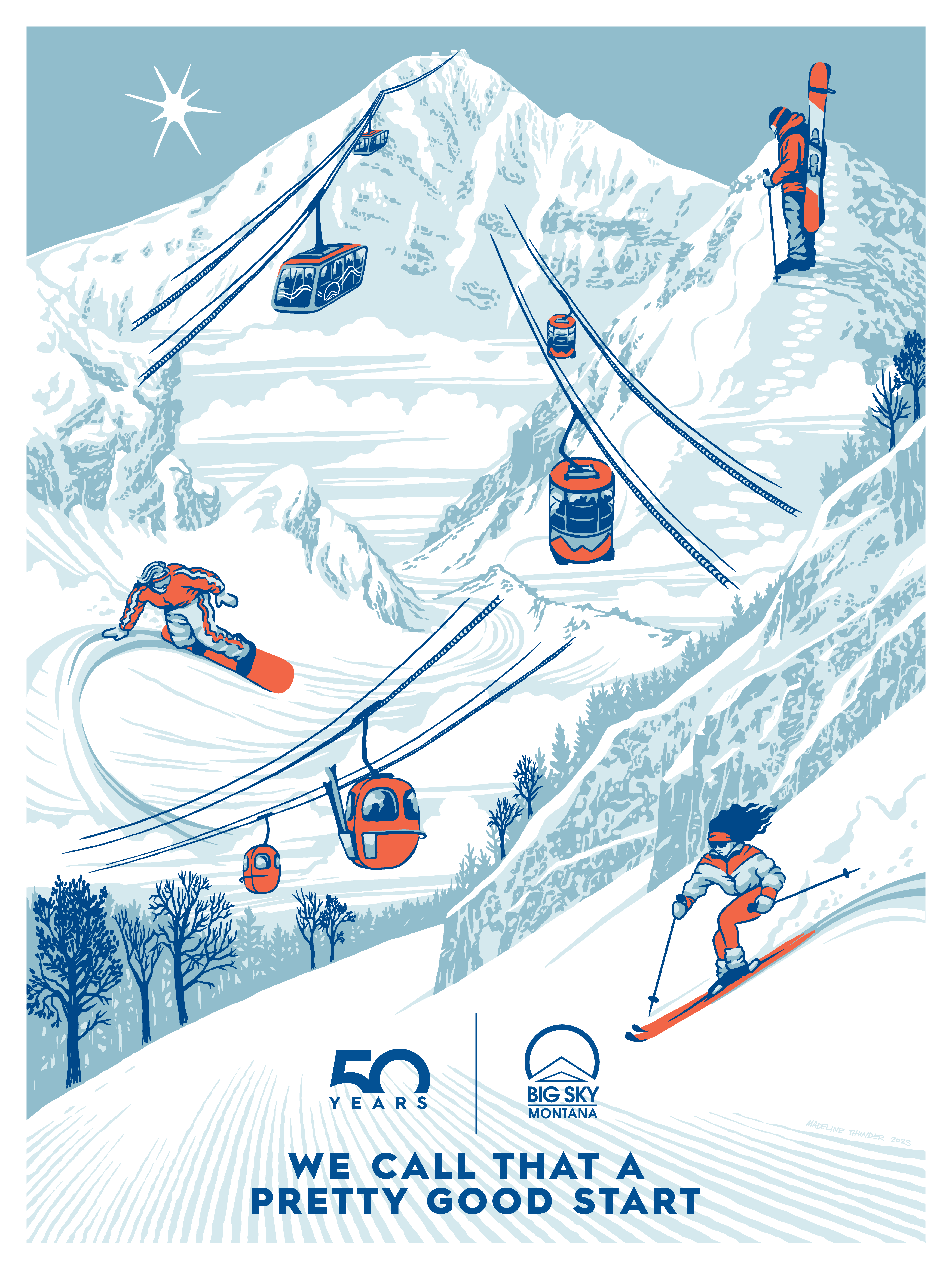 Big Sky Resort illustration screenprint ski ski poster ski resort vector