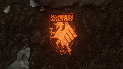 Hammers Academy F.C. 3D Crest 3d brand identity branding crest fire futbol futbol club logo metal render soccer