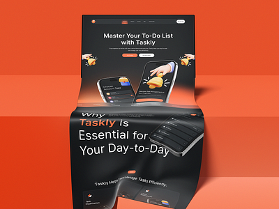 Taskly App Landing app design design landing page orange task manager trend ui