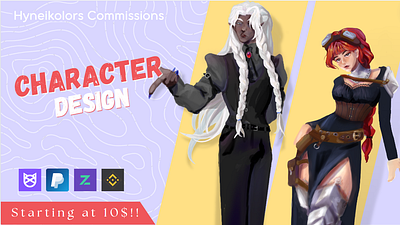 Hyneikolors Character design comms OPEN! character design commission design digital art digital illustration fanart illustration original character