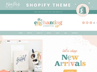 Enchanting Shopify Theme canva templates ecommerce template logo design online store pastel branding pastel website rainbow branding shopify shopify alternatives shopify banners shopify customization shopify design shopify theme website mockup website theme