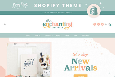 Enchanting Shopify Theme canva templates ecommerce template logo design online store pastel branding pastel website rainbow branding shopify shopify alternatives shopify banners shopify customization shopify design shopify theme website mockup website theme