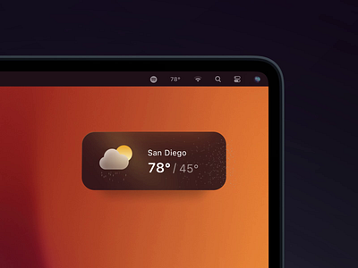 Apple Weather MacOS widget animation apple clean futuristic ios iphone iphone16 mac rain sleek temperature ui ux weather widget wifi