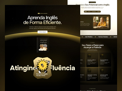 Atingindo a Fluência - Landing Page Website business concept dark design desktop ecommerce figma framer gradient hero infoproduct landing landing page languages ui uiux ux ux design web design website