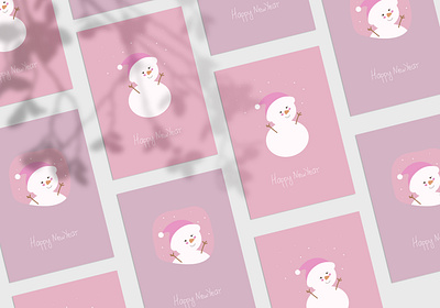 New Year's postcard with a snowman gift giftcard graphic design illustration new year newyearcard postcard poster snowman vector зима открытка поздравление почтовая открытка праздник рождество снеговик