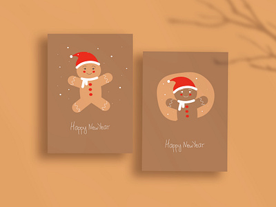 New Year's postcard with a ginger man card celebration christmas christmascard gift ginger man gingerbread greetings happy new year new year postcard winter xmas новый год пряник пряничный человечек рождество санта