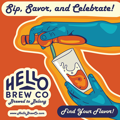 Hello Brew Advertisement Case Study branding design graphic design ill illustration stylized vector