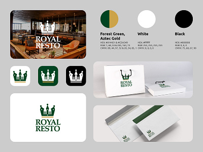 ROYAL RESTO Logo branding business food kitchen logo logos mockup modern restaurants resto simple