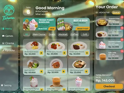 Tahoma Spatial Design UI for VR Coffee & Eatery in Bali beverages food spatial design ui