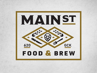 Main St. Food & Brew brew clip contemporary diamond food fork gardencity hops kansas knife menu modern natural pattern printed square street wheat window