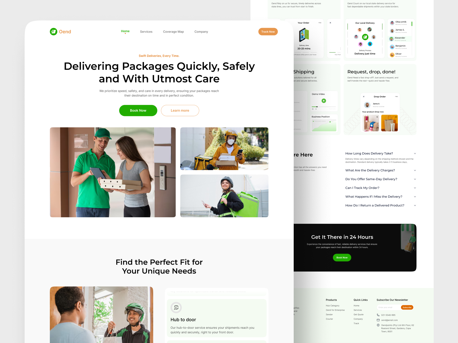 Courier Service Website Design animation booking courier website delivery service opndoo product responsive website ui ux web