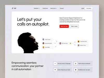 PiP - Website Design ai auto call autopilot call calling cell design phone call pip true caller ui uidesign ux voice autopilot webstie