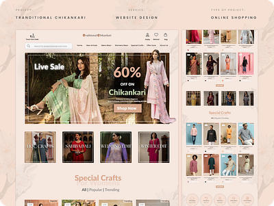 Traditional Chikankari dress shopping | E-commerce website 🌸 branding graphic design logo ui