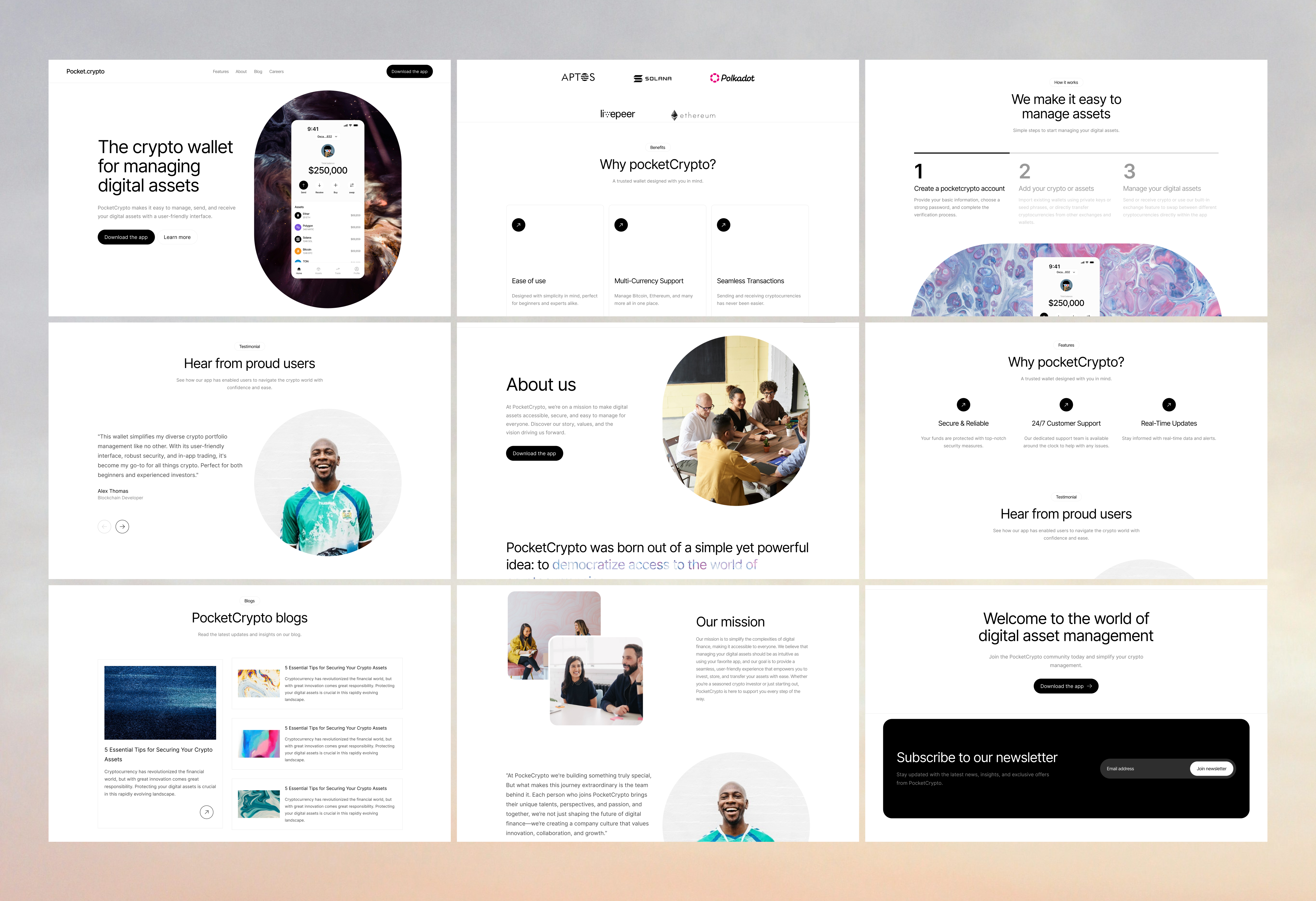 PocketCrypto creative crypto design framer framer template minimal template ui web3