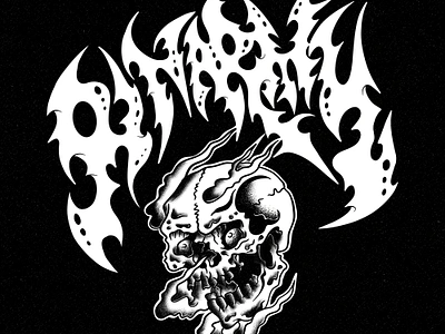 Skull Illustration for Hardcore Punk Band band band merch branding flame graphic design hardcore illustration logo merchandise music merch oldskool tatto pointilism skull streetwear tatto tshirt tshirt design