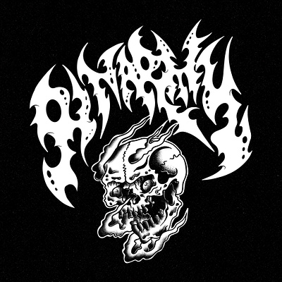 Skull Illustration for Hardcore Punk Band band band merch branding flame graphic design hardcore illustration logo merchandise music merch oldskool tatto pointilism skull streetwear tatto tshirt tshirt design