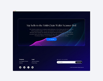 Pnl Scanner | CTA | Footer bot design landingpage solana telegram ui wealth4us web3