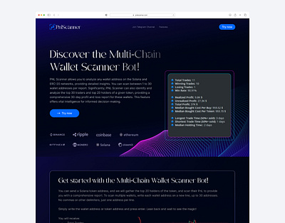 Pnl Scanner | Home bot btc design eth pnlscanner polygon productdesign solana trading ui uiux