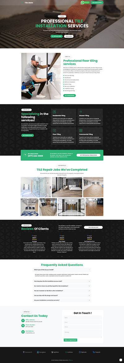 TileMate – Floor Tiles Installer Landing Page floor tile floor tiles flooring landing page flooring service flooring website tiles landing page