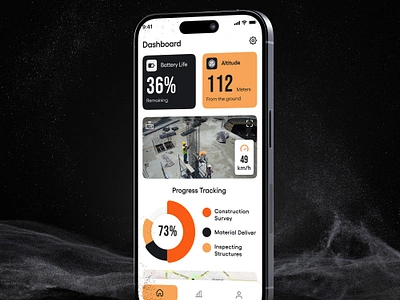 Drone Control Dashboard Design app ui design construction industry drones construction tech dashboard design dron control system app drone app drone camera monitoring app drone technology safety inspection drones site inspection smart construction tools worker safety monitoring