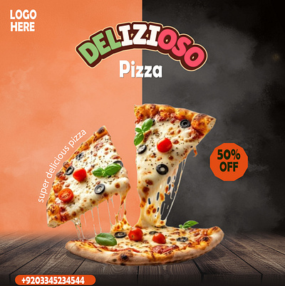 Pizza deal social media post graphic design illustration logo motion graphics pizza pizza deal poster resturant social media