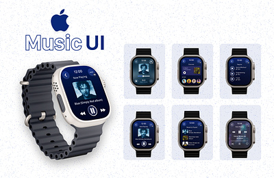 Music App UI for Apple Watch Ultra apple music ui apple watch music ui music ui watch music app ui watch ui