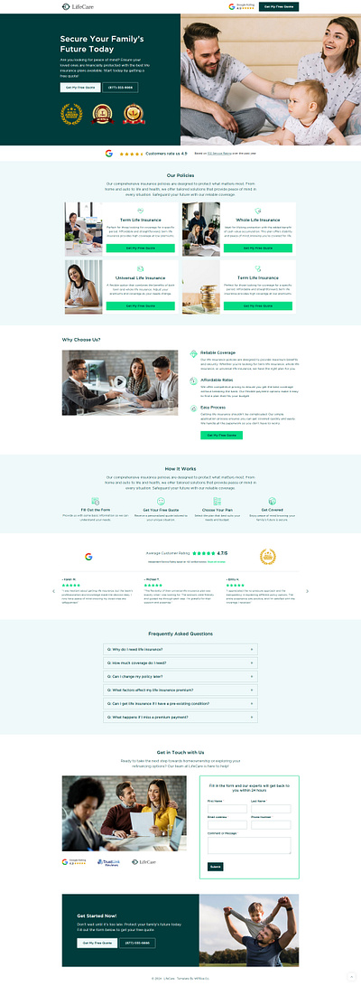 LifeCare – Life Insurance Landing Page insurance landing insurance landing page insurance website design life insurance your life insurance