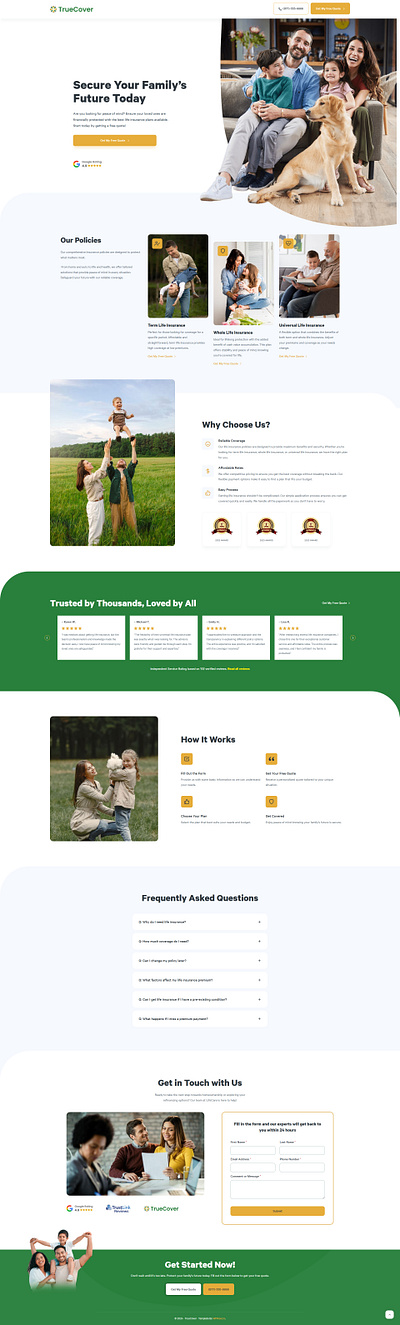 TrueCover – Life Insurance Landing Page insurance landing insurance landing page insurance website design life insurance your life insurance