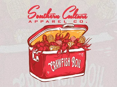 "Crawfish Boil" Illustration crated for Southern Culture apparel design brand designer branding crawfish freelance graphic designer illustration illustration artist logo logo designer logos mockups tshirt tshirt designer