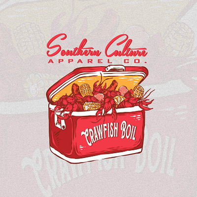 "Crawfish Boil" Illustration crated for Southern Culture apparel design brand designer branding crawfish freelance graphic designer illustration illustration artist logo logo designer logos mockups tshirt tshirt designer