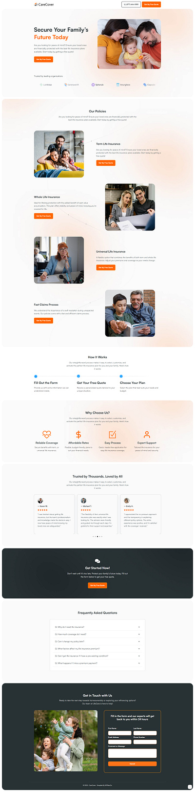 CareCover – Life Insurance Landing Page insurance landing insurance landing page insurance website design life insurance your life insurance