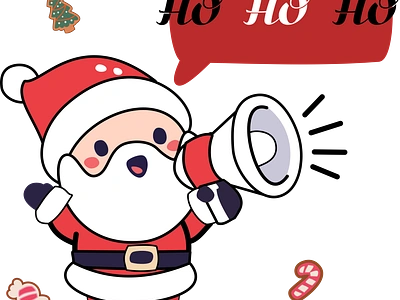 Santa Claus Shouting with Speaker | Fun Christmas Festive aesthetic christmas christmas tree cute design drawing funny happy holiday ho ho ho holiday vibes illustration line art merry christmas santa claus simple snow typography vintage winter xmas