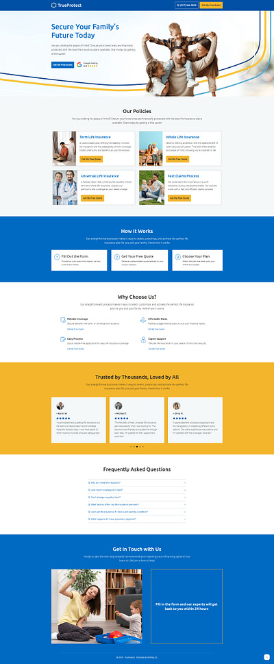 TrueProtect – Life Insurance Landing Page insurance landing insurance landing page insurance website design life insurance your life insurance